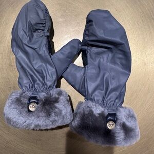 UGG Charcoal Fur-Trimmed Mittens